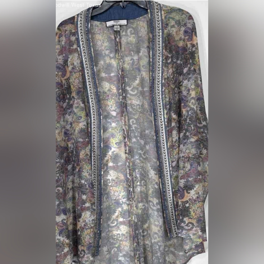 Hilary Radley for Katherine Barclay Multicolor Beaded Womens Dress Kimono L/XL